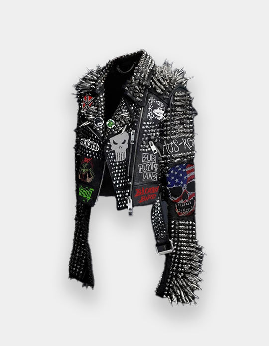 Spiked Steampunk Leather Jacket Men, Dead Kennedy Gothic Brando, Rivets Studded The Adicts Outer Wear, Men Deadly Mosh, Studwork Jacket